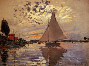 ボート Painting - ル・プティ・ジュヌヴィリエのヨット クロード・モネ